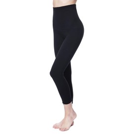 MOTHERS ESSENTIALS Postpartum High Waist Tummy Compression Control Slimming 3/4 Capri Leggings (Medium, Black)