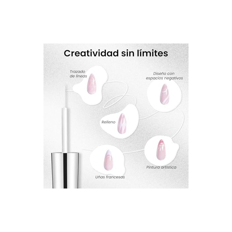 CHERIMOYA Esmalte Liner 8ml,Fino para Punta Francesa-Blanco
