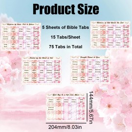 75 Pcs Laminated Bible Tabs for Women Foldable Large Print Laminated Scripture Stickers Neutral Mild Color Mark Stickers Easy to Read and Apply Bible Study Accessories
