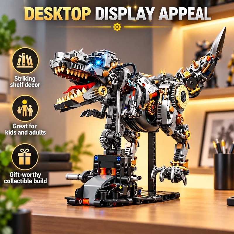 Mechanical T-Rex Dinosaur Building Blocks for DIY Model Building –
