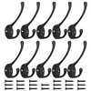 QUOZUO Pack of 10 Coat Hooks, Double Wall Hooks, Wall