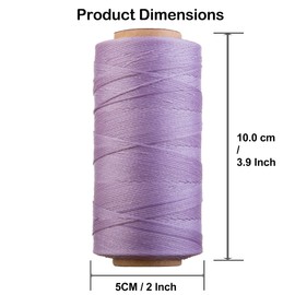 LAIAFTS Flat Waxed Thread for Leather Sewing Thread - Polyester Waxed Leather Thread Waxed String - 273 Yds 150D 0.8mm Waxed Cord for Leather Stitching Car Sofa (Lavender Whisper)