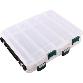 Fishing Tackle Box, 12 Compartments Bait Box Compartments Double-Sided Fishing Bait Case Made of Plastic