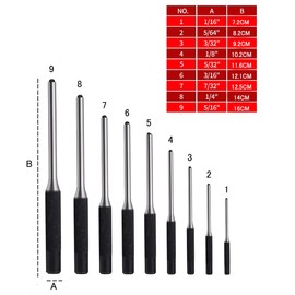 Samcos Pin Punch Set with Pin Remover Tool, Storage Bag Included, 1.5~8mm, 9 Types, Chrome Alloy, High Precision DIY Hole Punching Tool for Home Use (Pin Punch + Hammer Set)