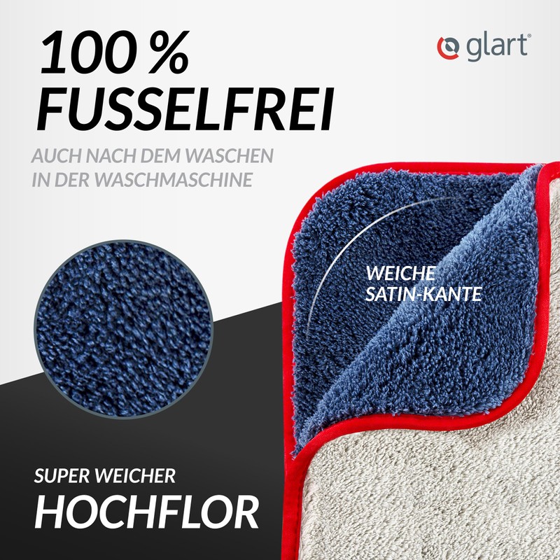 Glart Set of 2 Microfibre cloths, for polishing, windshields, cockpit,