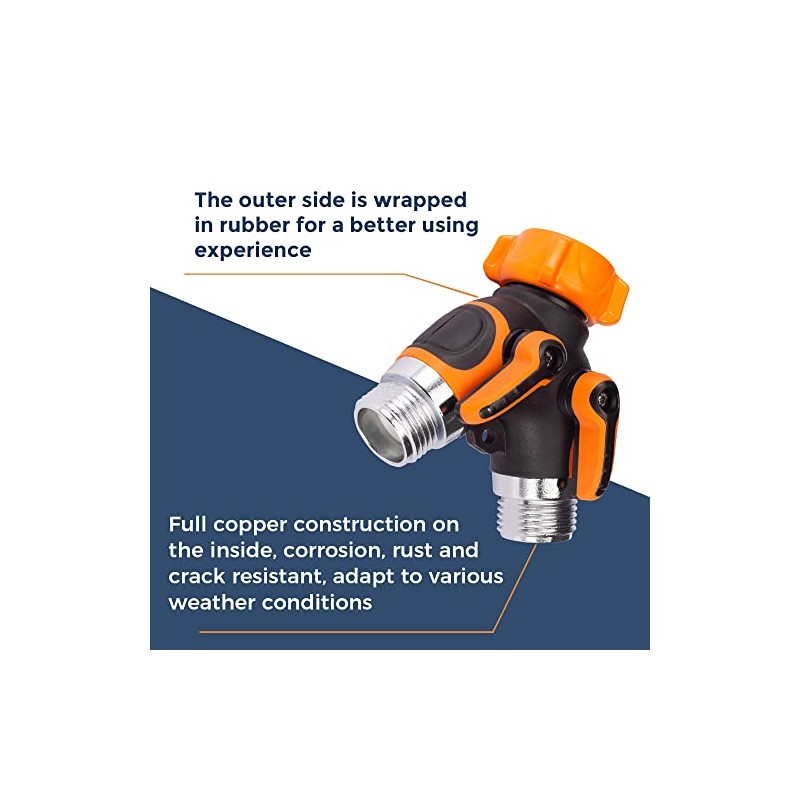 Giraffe Tools 2-Way Hose Splitter with Shut-Off Valves, Heavy Duty
