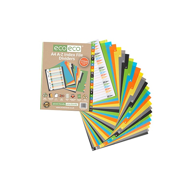 eco-eco A4 50% Recycled Set 24 A-Z Index File Dividers