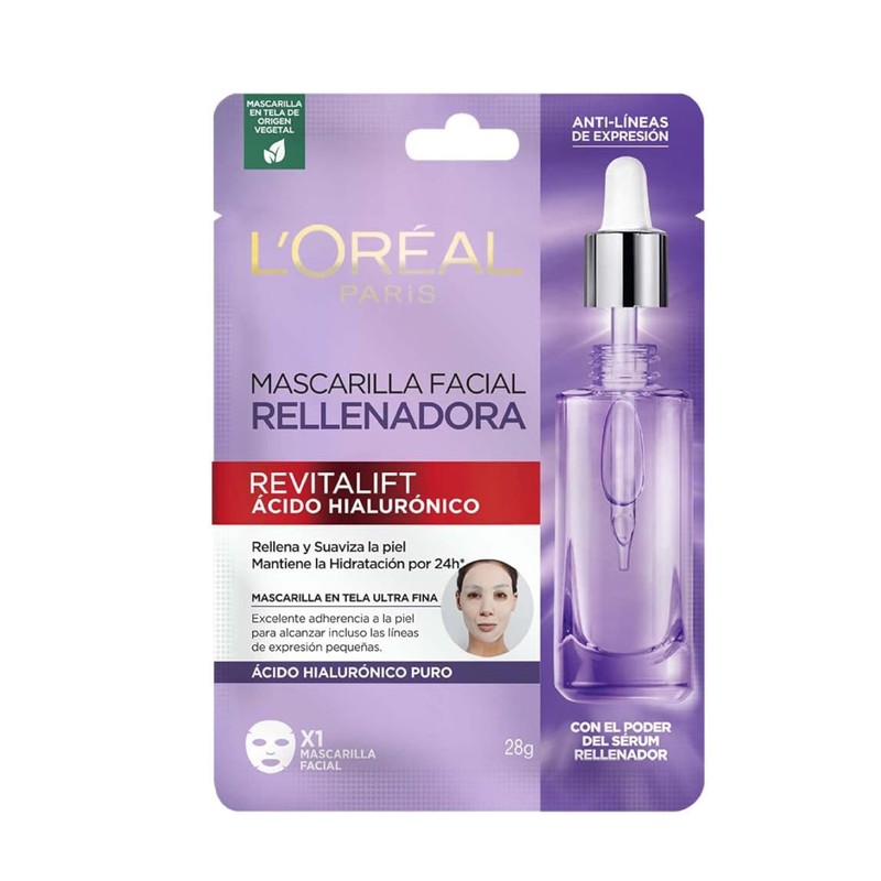 LOréal Paris Revitalift Mascarilla Rellenadora Ácido Hialurónico, 1 Pza
