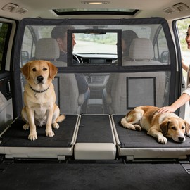 benut 57" Wide Dog Car Barrier with Window & Steel Frame, Universal Fit for Cars, Sedans,SUVs,and Trucks, Car Barrier for Escape-Proof, Vehicle Gate for Dog Travel