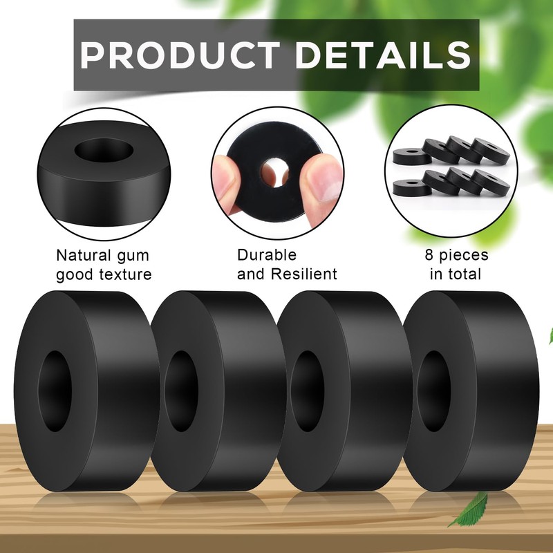 Pack of 8 rubber washers, 4 cm outer diameter 1.2