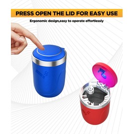 Flaconi Car Ashtray,Car Ash Tray,Ashtray for Car,Ash Tray for Cars,Car Ashtray with Lid Smell Proof,Cup Holder Ashtray,Car Ashtray with Lid,Ashtray Car,Suitable for Cars Van Outdoors(Blue)