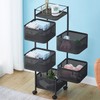 5-Tier Steel Rotating Kitchen Storage Cart (Black) Rolling Storage Cart