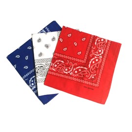combocube 12 Pack Multi-Purpose Cotton Paisley Cowboy Bandanas Headband for Men and Women,Blue&White&Red