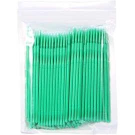 Kit de 100 Pinceles aplicadores Micro Desechables, Pinceles de extensión de pestañas Desechables para Pinceles de Maquillaje, Pincel de Limpieza de Pegamento de pestañas (Verde)