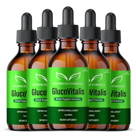 Shark Labs (5 Pack) GlucoVitalis Drops, All Natural Blood Formula Support, GlucoVitalis Liquid Supplement, for Men and Women Maximum Strength