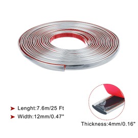 uxcell Peel and Stick Trim, 0.5 Inch x 25 Ft Flexible Wall Molding Trim Waterproof Self-Adhesive Wall Trim for Mirror Frame Wall Edge DIY Home Decoration, Silver