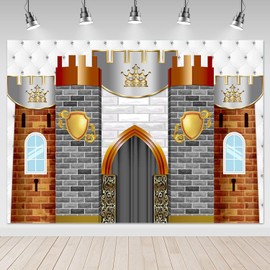 Mocsicka Medieval Castle Backdrop 7x5ft Royal Knight Decorations Castle Wall Backdrop Medieval Themed Party Supplies Boy Birthday Photography Background (Grey)
