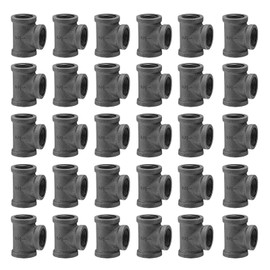 1/2" Pipe Fitting Tee, Home TZH DN15 Threaded Cast Malleable Iron Tee for Steampunk Vintage Shelf Bracket DIY Plumbing Pipe Decor Furniture (30, 1/2")
