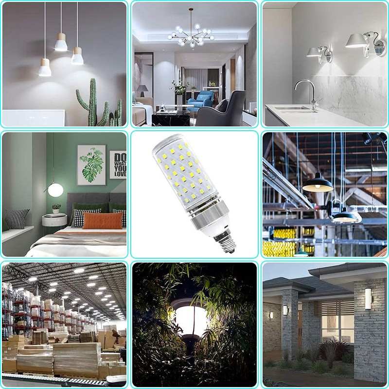 LEDLightsWorld Super Bright E12 LED Corn Bulbs, 16W 1500LM Bulbs,