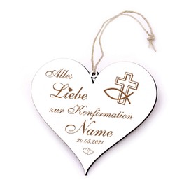 Dekolando Home Accessories Heart Engraved Sign with Name and Date 13 x 12 cm