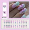 Press on Nails Medium Square Coffin Gradient Pink Flowers French
