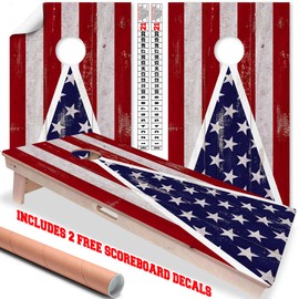 Cornhole Board Wraps and Decals for Boards Set of 2 Skins Professional Vinyl Covers Sticker American Flag Triangle Cornhole Wraps Stickers Cornhole Skins Cornhole Wraps for Boards