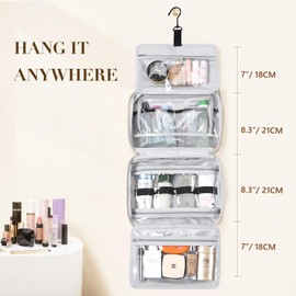 GOLF QUALITY Travel Toiletry Bag,Water-resistant Makeup Cosmetic Bag with Jewelry Organizer Hanging Toiletry Bag for women Trips Camping Bathroom,Apricot