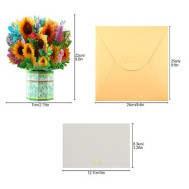Jagowa 3D Pop up Flower Bouquet Greeting Card Cherry Blossoms Sunflower Lavender Carnation Flower Mum Mother’s Day Birthday Card
