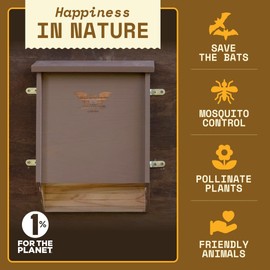 BIGBATBOX Wooden Large Bat House for Outdoors - 2 Chamber, Brown, Fits Up to 75 - Proven Backyard Bat Box Kit Design for Attraction