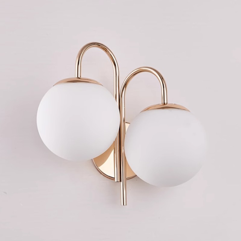 Double Sconce Simple Modern Dual Headed Glass Metal Energy Saving