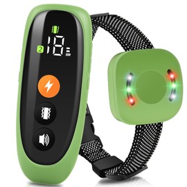 Dog Traning Collar Dog Shock Collar with 4 Traning Modes, Beep, Vibration, Shock & Lighting, Remote 2624FT, Rechargeable Waterproof Electronic Collar for All Breeds, Green