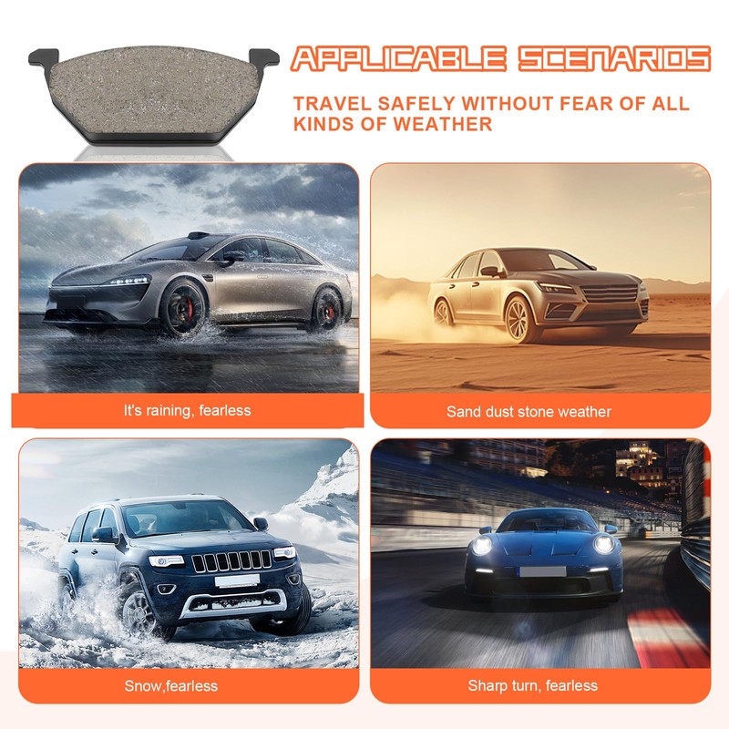 SUPLABEL Blue Semi-Metallic Disc Brake Pad Set - Compatible With