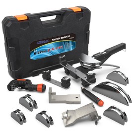 CAVALAX Aluminum Pipe Tube Bender Set with 7 Electroplated Bender Heads, for 1/4” to 7/8” O.D, 90° Ratcheting Tubing Bender w/Reverse Bending Adapters, for HVAC, Air Conditioning, and Heating Repair