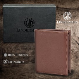 LINDENMANN Men's Leather Wallet, brown