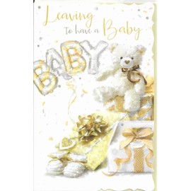 LARGE LEAVING TO HAVE BABY CARD****CUTE TEDDY**7 X 11 INCHES**AC2*