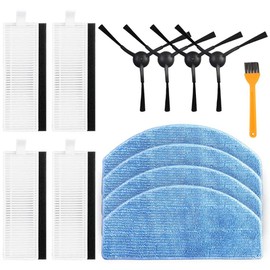 13PCS Accessories Kit for Tikom G8000, G8000 Pro for Honiture G20, for Laresar Evol 3 Robot Vacuum Replacement Spare Parts, 4 Side Brush, 4 Filter, 4 Mop Cloth, 1 Clean Brush
