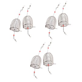 BESPORTBLE 3sets 6cm Fishing Lure Bait Cage Trap Basket Spring Lid Stainless Steel Ideal for Smelt Eels Shrimp Portable 2pcs*3
