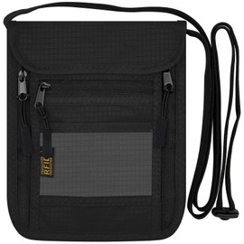 sundee RFID Travel Neck Wallet, 1 Pack RFID Blocking Passport Holder for Baggage Bags/Suitcases (A-Black)