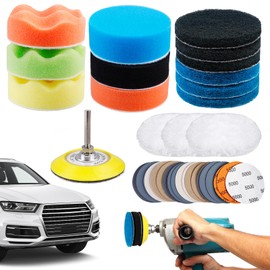 WEGREAT Headlight preparation set: 41 pieces headlight restoration set, car polishing pad set for car and motorcycle, DIY headlight restoration kit with sandpaper, polishing sponge