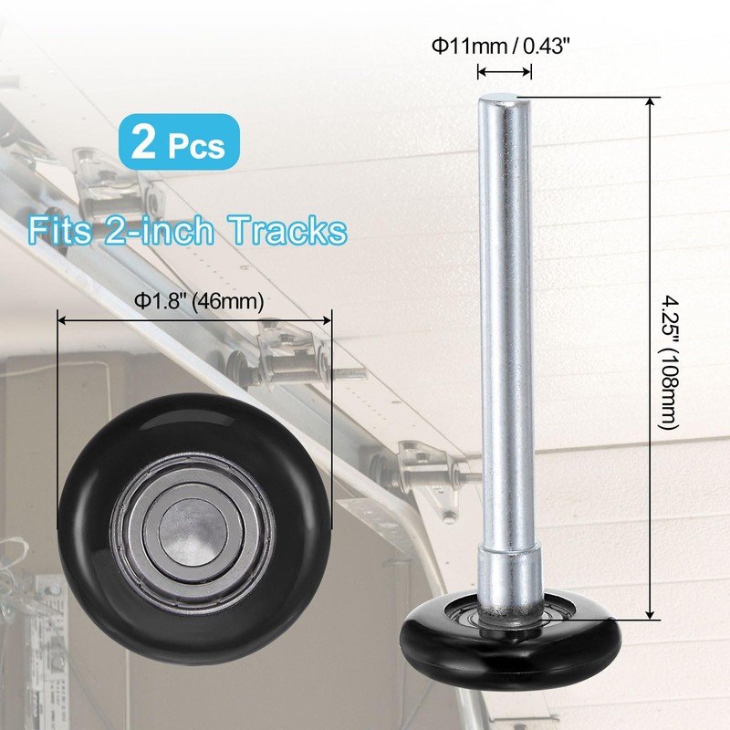 sourcing map 2pcs 1.8" Nylon Garage Door Rollers for 2"