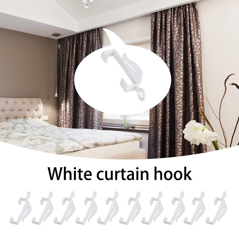 50pcs Curtain Hooks, Plastic Track Glide Hooks, White Curtain Hooks