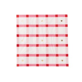 Bonjour Fête Elegant Valentine Plaid Large Paper Dinner Napkins | 3-Ply Napkins for Valentine's Day & Holiday Decorations | Lunch Napkins, Gold Foil | Pack of 20, 6.5" Folded | Premium Party Supplies