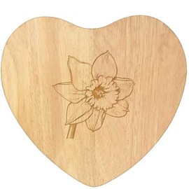 'Welsh Daffodil' Wooden Heart Shaped Chopping/Cutting Board (WB00081078)