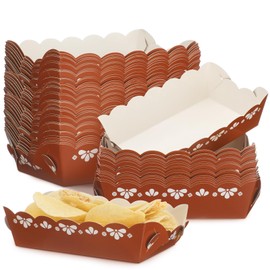 SiliFine 60 Pack Cielito Lindo Party Decoration Mexican Snack Trays Platos De Barro Mexicanos Terracotta Clay Pottery Disposable Trays Nacho Popcorn Food Container for Mexican Theme Party Decoration