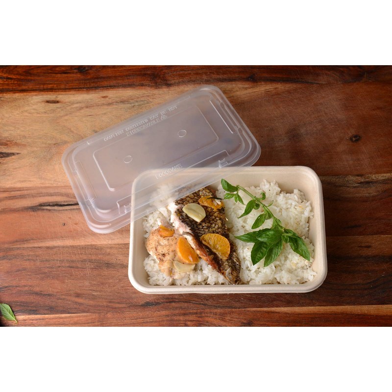 [300 Pack] 34oz Compostable Eco Friendly Container Trays - Rectangular