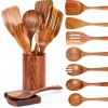 Mooues 9 Piece Natural Teak Wooden Spoon Set With Holder