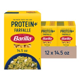 BARILLA Protein+ (Plus) Farfalle Pasta, 14.5 Ounce (Pack of 12) - plant based pasta - Made from Lentils, Chickpeas & Peas - Non-GMO, Kosher Certified and Vegan