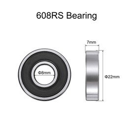 sourcing map 10pcs 608-2RS Bearing 8x22x7mm, Chrome Steel Double Rubber Seals Precision Bearing, Lubricated Deep Groove Ball Bearings, P6 (ABEC 3)