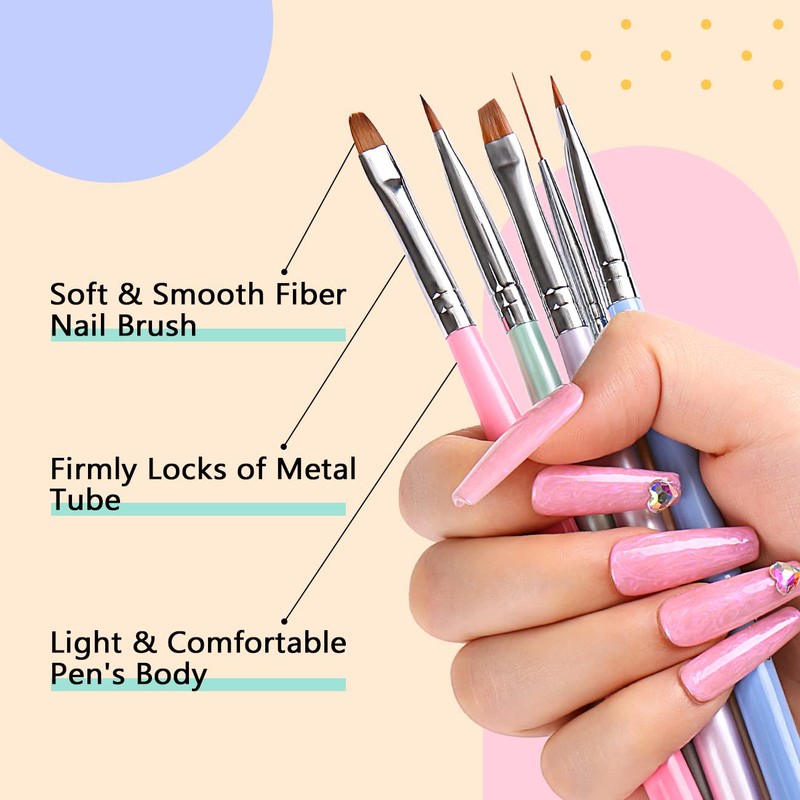 AIMEILI 6 Pieces Nail Art Brush Gel Nail Polish Nail