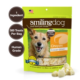 Herbsmith Smiling Dog Treats – Freeze Dried Gruyere – 100% Real Wisconsin Cheese – Single Ingredient – Human Grade – Made in USA – 9 oz